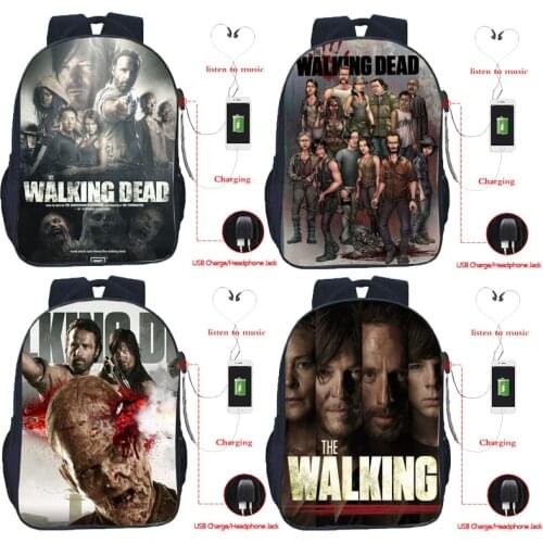 The Walking Dead Backpack Anti-theft USB Charging Bagback Casual Plecak Students School Bag Kids Bookbags Back To School Gift