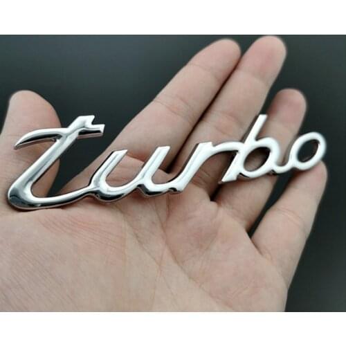 Silver 3D Metal Car Body Sticker Personalized Modified Car Sticker Turbocharged Car Side Logo TURBO Logo Zinc Alloy