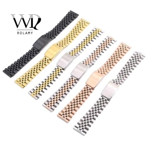 Rolamy Wholesale 20mm Replacement 316L Stainless Steel Wrist Watch Band Strap Bracelet For Rolex Omega IWC Tudor Seiko Breitling