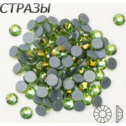 SS16 SS20 SS30 Peridot AB Strass Iron Flatback Stones Loose Hot Fix Rhinestone Glass Crystal For Clothes Accessories