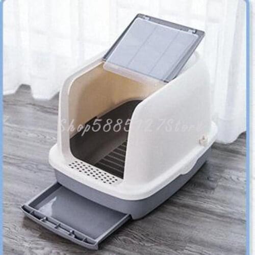 Cat Litter Basin Fully Closed Drawer Type Large Cat Toilet Super Large Semi-automatic Cat Basin Poop Deodorant Products