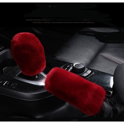 Universal winter artificial fur handbrake and gear set auto parts FOR Ford Focus Fusion Escort Kuga Ecosport Fiesta Falcon