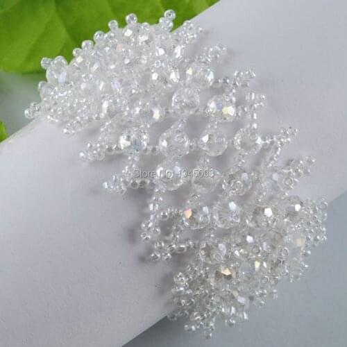 YOWOST Free Shipping White Crystal Gem Stone Faceted 4x6mm Beads Adjustable Bracelet 6.5~7 Inches Jewelry QK3011