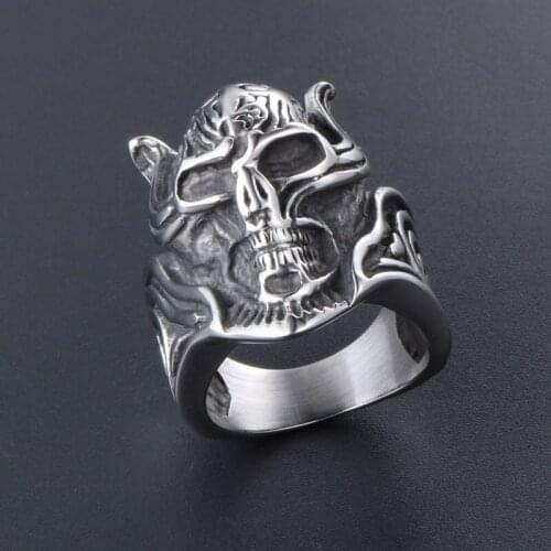 Jewellery for men punk geometric rings rock punk style jewelry Mens Ring Stainless Steel Mace skull 2020 accessories Ring