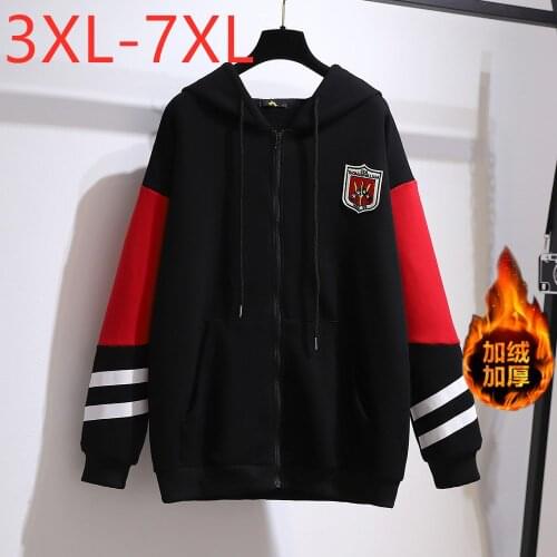 New Ladies Autumn Winter Plus Size Hoodie For Women Large Pocket Wool Liner Keep Warm Zipper Sweatshirt Coat 3XL 4XL 5XL 6XL 7XL