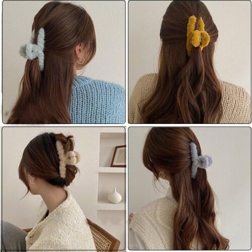 New 2021 Women Soft Plush Hair Claws Girls Cute Colorful Sweet Hair Holder Leopard Hair Clips Hairpin Fashion Hair Accessories