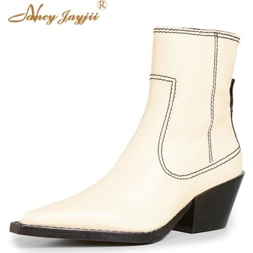 Nancyjayjii Women shoes Adult boots Zipper Ankle Pointed Toe Solid Striped Med Square heel Spring/Autumn Leisure Casual 2021