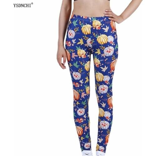YSDNCHI Fashion Fitness Printed Leggings Women Push Up High Waist Leggins Pumpkin 3D Digital Print Slim Polyester Harajuku Pants