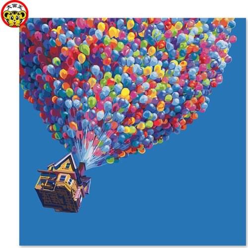 Painting by numbers art paint by number hot air balloon Blue sky colored mood Draw on canvas Digital Painting Famous paintings