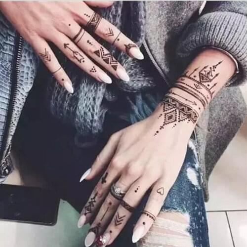 1pair Professional Big Diy Tool Henna Glitter Temporary Tattoo Stencil Lace Rose India Flower bride wedding Hand Paint Templates