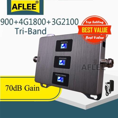 1PCS 900 1800 2100 4G Cellular Amplifier Tri-Band Cell Phone GSM repeater DCS WCDMA 2G 3G 4G repeater LTE 4G Signal Booster