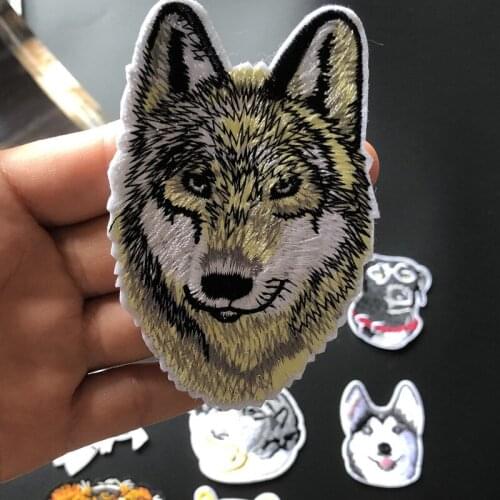 1Ps Animal Leopard Tiger Lion Wolf Embroidery Patches Iron On Sticker For Jean Clothing Applique DIY Hat Coat Shirt Accessories