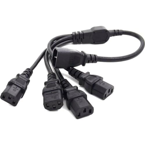 1 pcs High Quality IEC 320 C14 Male Plug to 4XC13 Female Y Type Splitter Power Cord , C14 to 4 x C13, 250V/10A