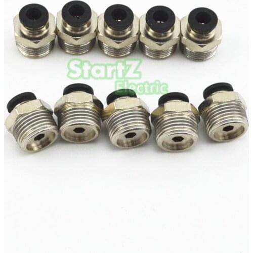 10PcsHigh quality 8mm to 3/8'' Thread Male Straight Pneumatic Tube Push In Quick Connect Fittings Pipe