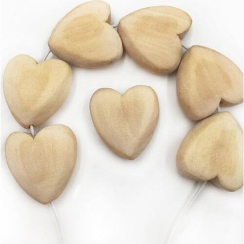 21x20mm 100pcs Safety And Environmental Protection Natural Round Loose Wood Beads Heart Beads Unfinished TOY Wooden For DIY