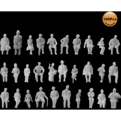 100pcs Model Trains HO Scale 1:87 All Seated People Unpainted White Figures Passenger P8706B