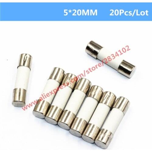 20 Pcs 5*20MM Ceramics Fuse Fast Blow 0.5A 1A 2A 3A 4A 5A-20A 5mm*20mm 250V Electrical Auto Fuse High Quality Protector