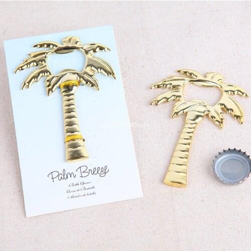 50 pcs Beer Bottle Opener Bottle Cap Opener Golden Palm Tree Wine Barware Tool Wedding Party Favor Gift