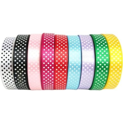HL 18MM 5yards/9yards Dots Satin Ribbons Wedding Party Decorations DIY Weaving Gift Box Wrapping Belt Making Hairbows