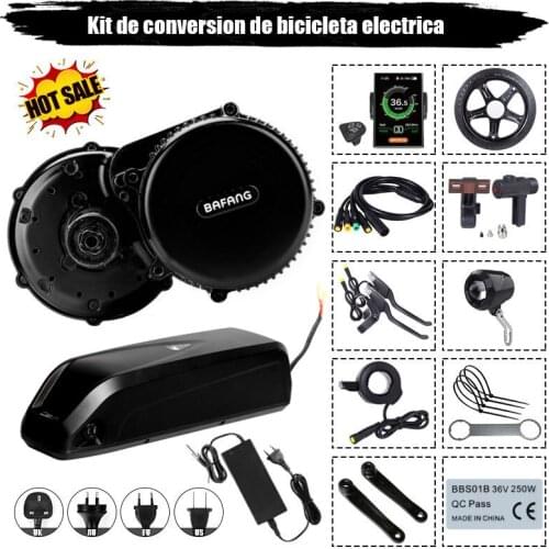 US EU No tax Bafang BBS01B 36V 250W Conversie Kit mid drive electric motor kit with 36V 13Ah Ebike Battery