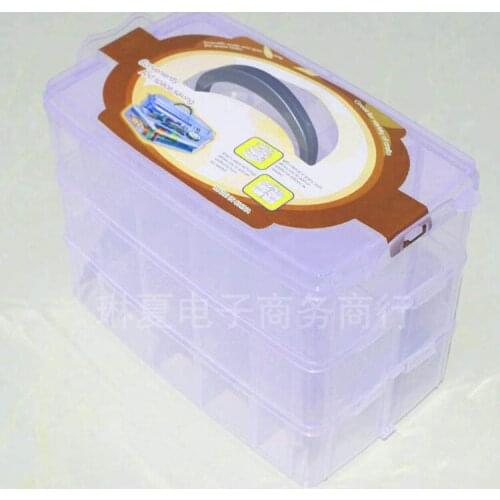 Oversized Plastic Storage Box Transparent Plastic Cover Detachable Three Layer Lattice Creative Home Furnishing Box Color Random