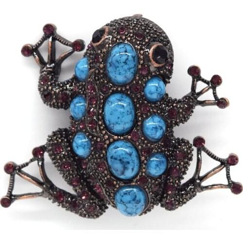 Rhinestone Purple brooch Frog Pin brooches C623 D3