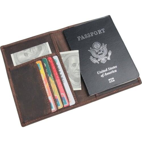 Nesitu RFID Blocking Brown Black Genuine Leather Women Men Passport Holder Cover Man Wallets Purse Driving License Holders M8190