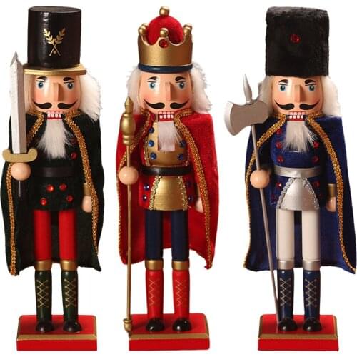 38CM Nutcracker Soldier Wooden Nutcracker Doll Soldier Vintage Handcraft Christmas Ornaments New Year Christmas Home Decoration