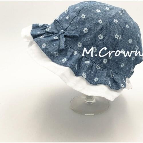 Kids Girls 100% Cotton Popline All over printed Flowers Bucket Cap with turn-up brim and full linings