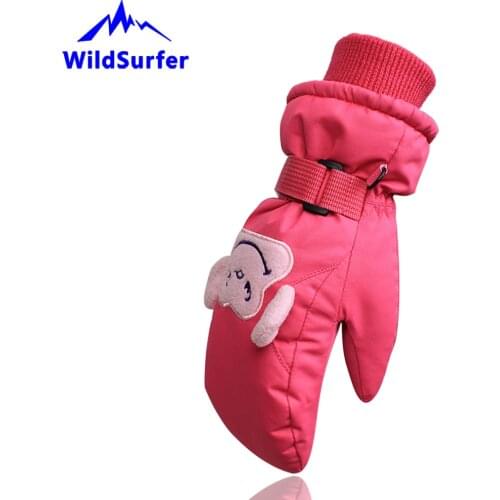 WildSurfer Children Mittens Ski Snowboard Gloves 4-9 Years Kids Winter Narty Skiing Riding Waterproof Snow Heated Gloves W307