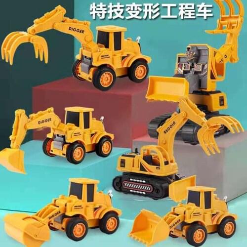 Children Robot Excavator Woodcutter Model Toy Car Inertia Collision Deformation Vehicle Engineering Vehicles For Kids Toys Gift