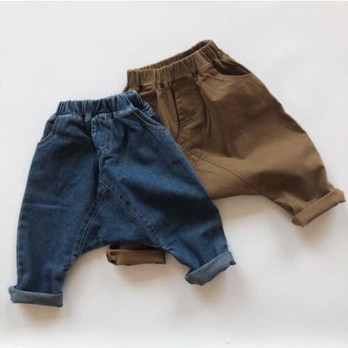 Baby Girls Jeans Cargo Denim Pants for Girls Boys Elastic Waist Kids Jeans Big PP Trousers Spring Autumn Clothes for Toddler Boy
