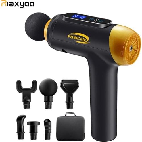30 Gears LCD Touch Screen High Frequency Massage Gun Muscle Relax Body Relaxation Electric Massager with Portable Bag 6 heads