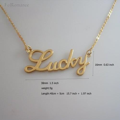 FoRomance / YELLOW GOLD GP 18" CIRCLE LINK NECKLACE & WORD LETTERS LUCKY FOREVER ANGEL SMILE CINDY LOVE RUIYUN PENDANT