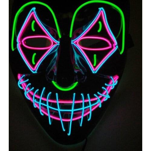 Halloween LED Glow Mask Luminous Flashing Mask 3 Modes EL Wire Light Up The Purge Movie Halloween Costume For Party Holiday Role