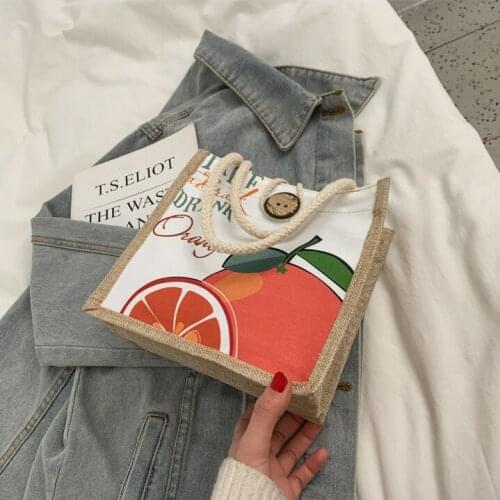 Canvas Bag Womens Bag New 2021 Girls Soft Girl Handbag Solid Color Leisure Tote One Shoulder Messenger Bag Fruits