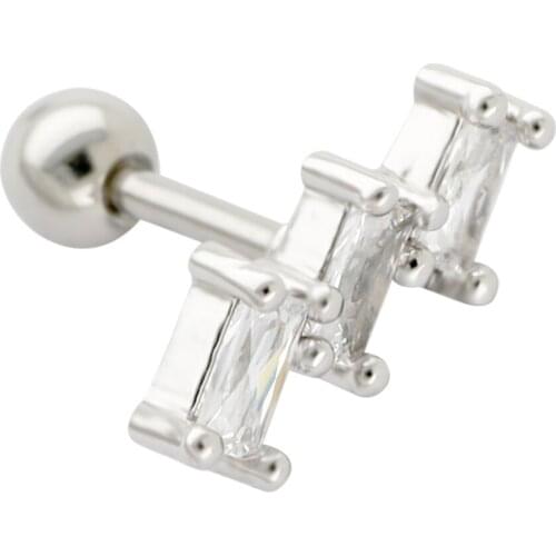 JHJT 16G Cartilage Nail Surgical Stainless Geometry Shape White CZ Cartilage Ear Ring Bone Body Piercing earrings