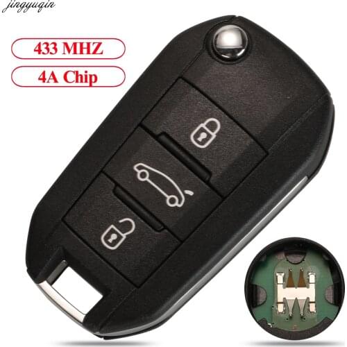 Jingyuqin Flip Remote Car Key 433MHz 4A PCF7938 For Citroen C4 C4L C-Elysee Aircross C5 C6 3 BTNS Genuine O-E-M Fob Control