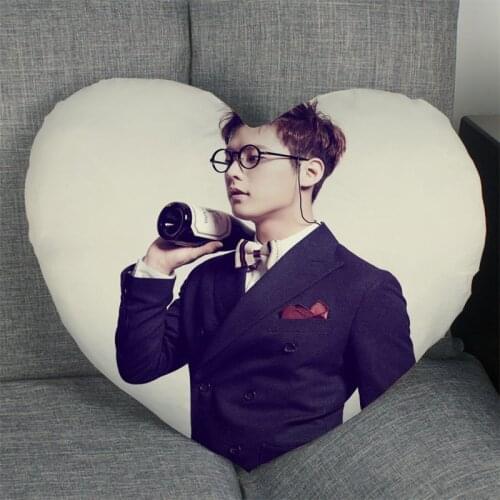 KPOP BTOB Minhyuk Pillow Cover Home Office Wedding Decorative Pillowcase Heart Shaped Zipper Pillow Cases Satin Fabric Best Gift