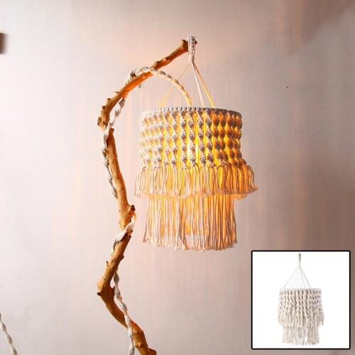 Creative Hand-woven Bohemian Lampshade Portable Bedroom Living Room Hanging Ceiling Lamp Shade with Tassel