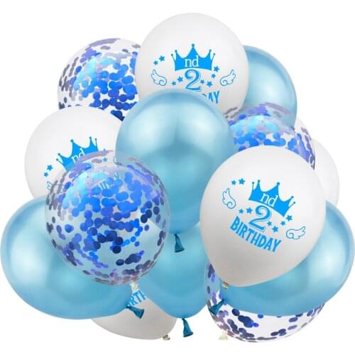 Amawill 15pcs/lot Happy 2nd Birthday Balloons 12inch Latex Balloons Baby Shower Boy Girl Birthday Party Decorations Kids 75D