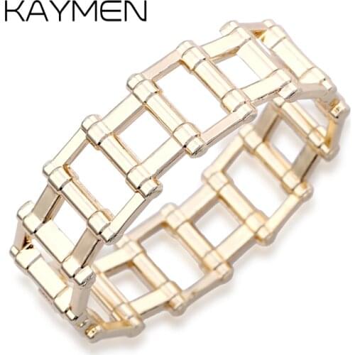 Hot Selling Unisex Punk Style Geometric Golden Bangle Cuff Bracelet Chains Charm Chunky Statement Bangle Party Jewelry BR-03278
