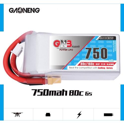 Gaoneng GNB 750mAh 22.2V 6S 80C/160C Lipo battery with XT30 or XT60 Plug for FPV Racing Drone RC Quadcopter Helicopter parts