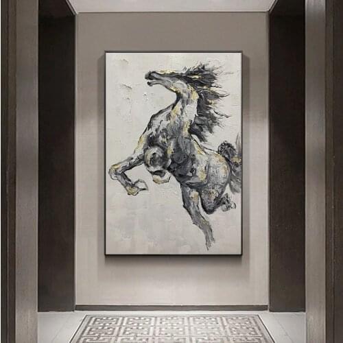 Horse Animal Abstract Oil Painting Style Modern Decorative Frameless Wall Art For Living Room Bedroom Home No Frame