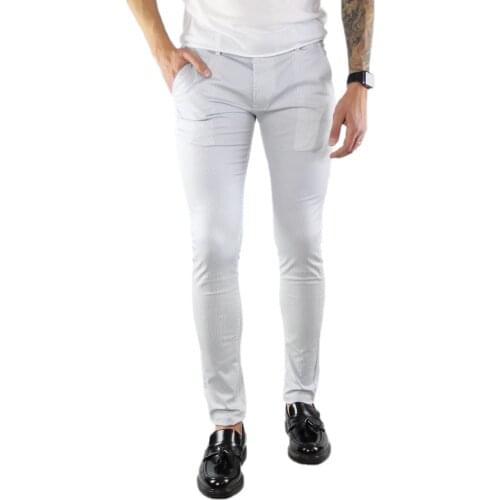 Pants men cotton white summer elegant Stripe Slim Fit pant striped
