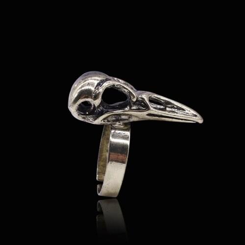 Mens Rings 2017 Fashion Jewelry Antique Bronze Viking Adjustable Raven Skull Ring Anel Caveira Vintage Animal Rings For Women