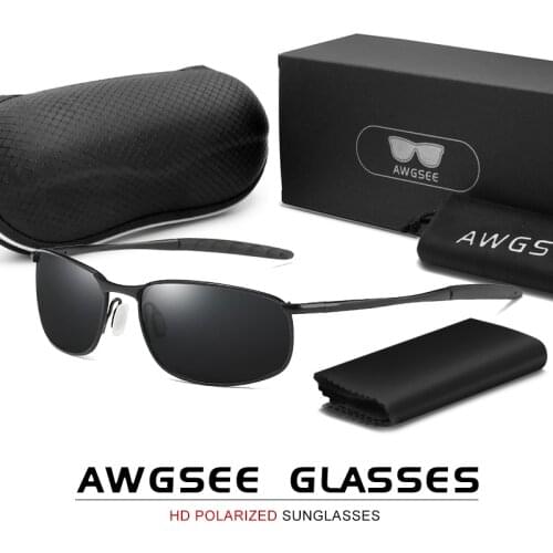 AWGSEE HD Driving Polarized Sunglasses Mens Aluminum Frame sunglasses UV400 Sports Style Sun Glasses Vintage Driver Eyewear