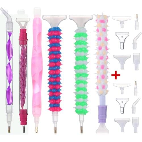 Resin Crystal 5D Diamond Painting Pen & Replacement Pen Heads Kit Point Drill Pens Cross Stitch Sewing Accessories Nail Art Tool
