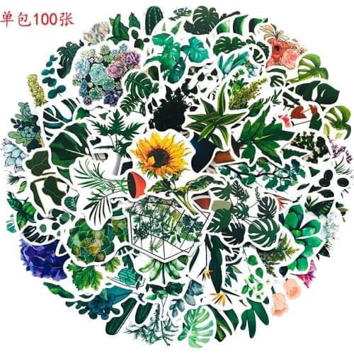 100Pcs 60Pcs Green plants Stickers For Waterproof Decal Laptop Motorcycle Luggage Snowboard Fridge Phone Car pegatinas