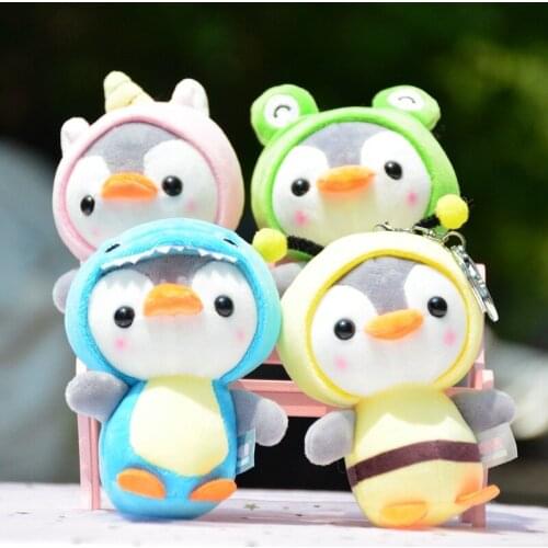 New 13cm plush Favorite penguin Transform bee dinosaur frog soft Pendant bag decoration Keychain festival christmas gift friend